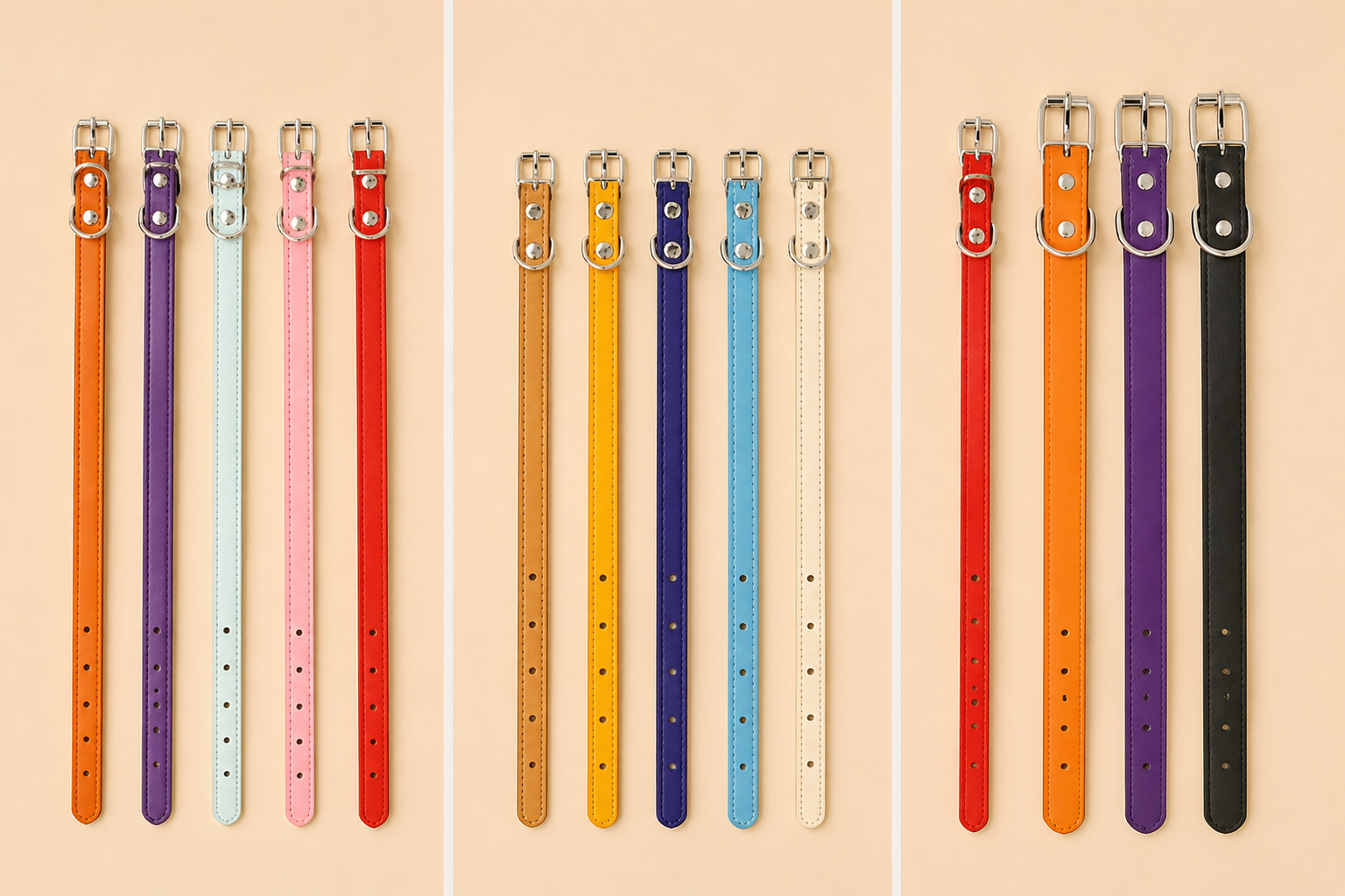 Collier en cuir pour chien disponible en plusieurs coloris
