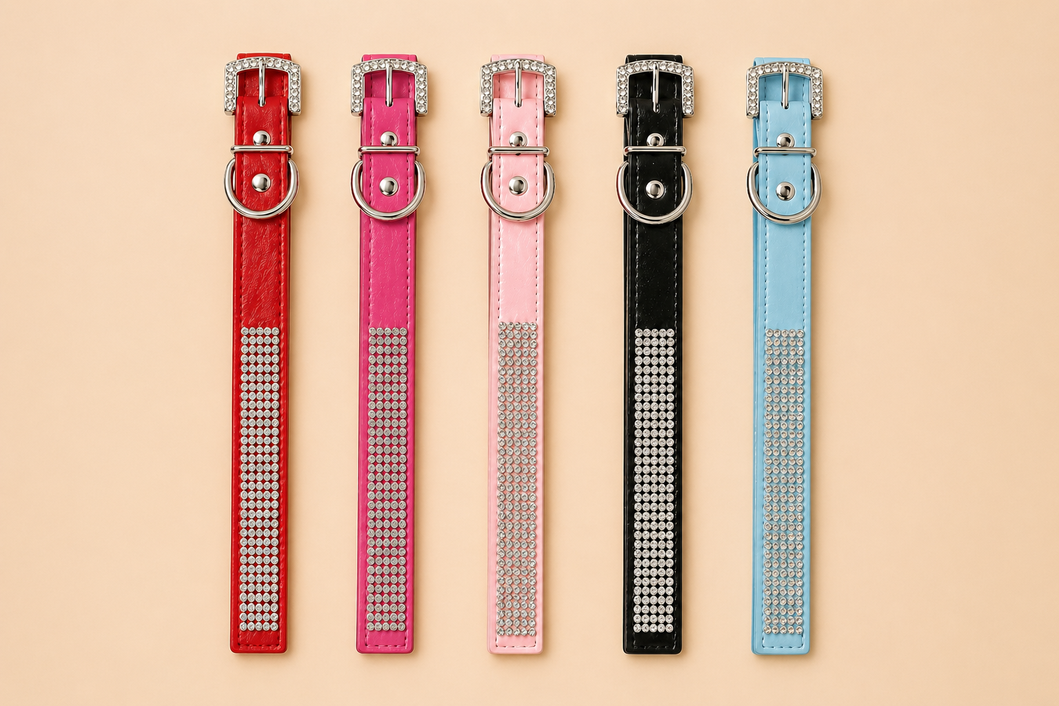 Collier cuir avec strass pour chien