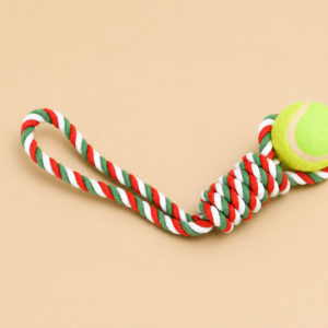 Balle avec corde à tirer pour chien