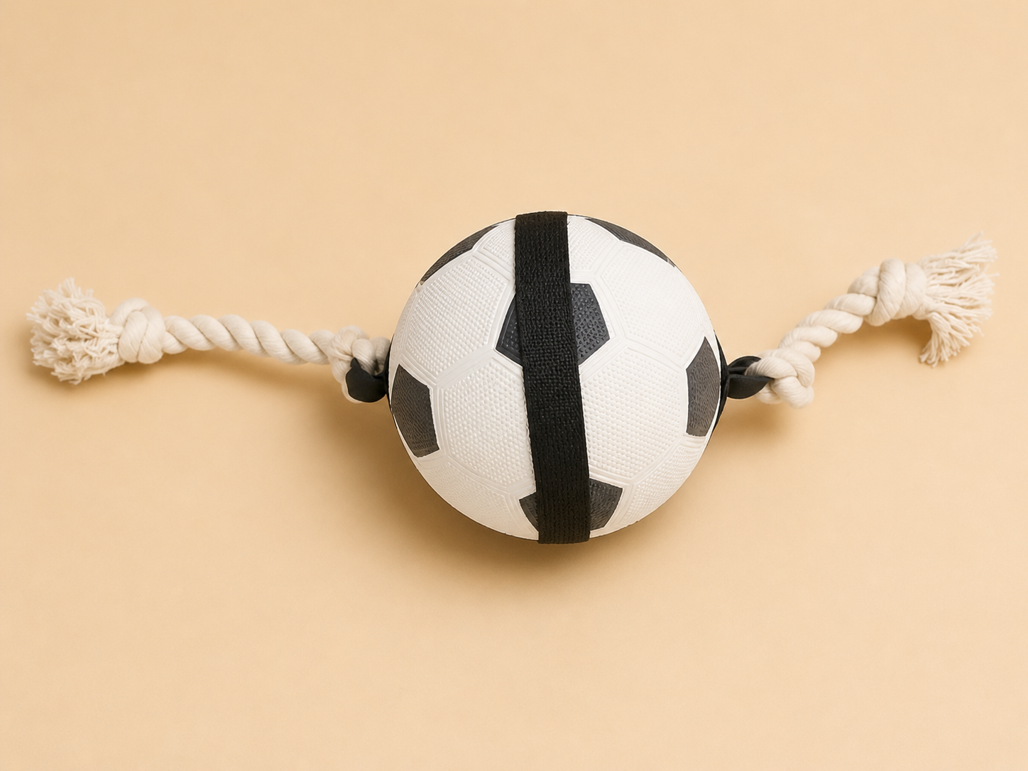 Ballon de foot avec corde pour chien
