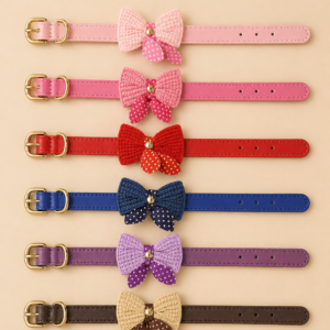 Collier cuir nœud papillon pour chien