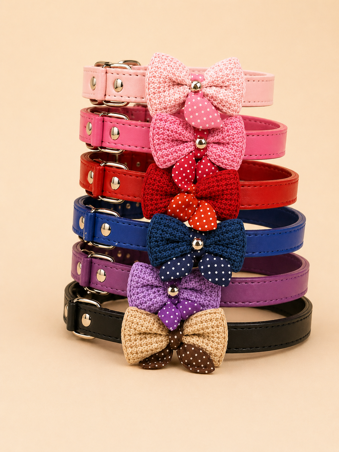 Collier cuir nœud papillon pour chien