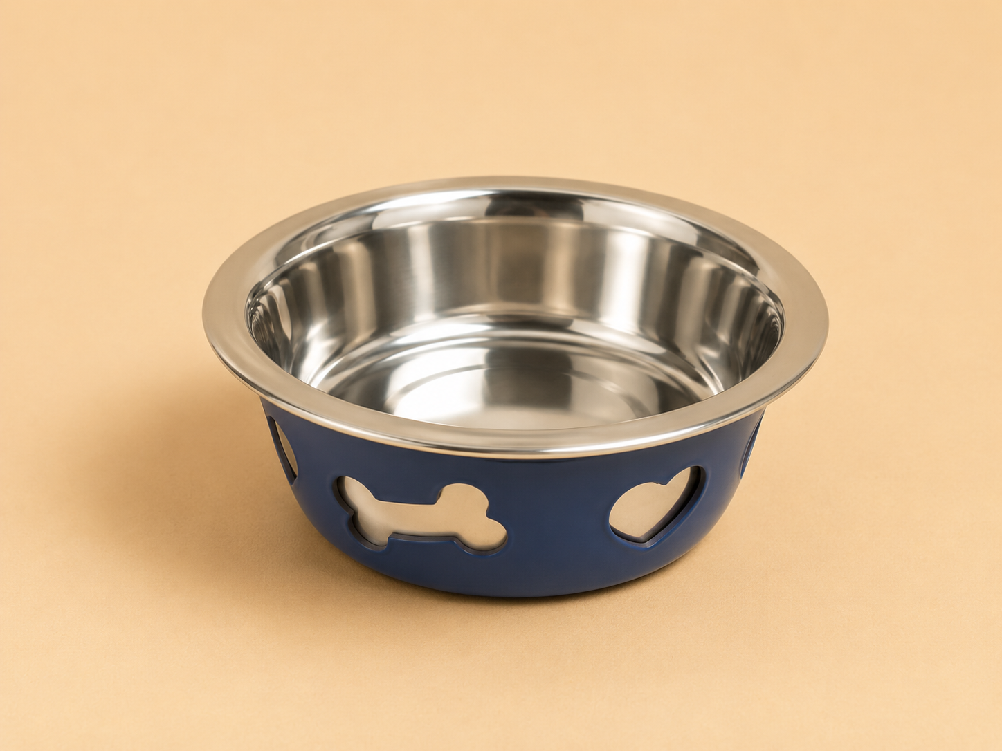 Gamelle inox pour chien 0,85 litre avec support bleu