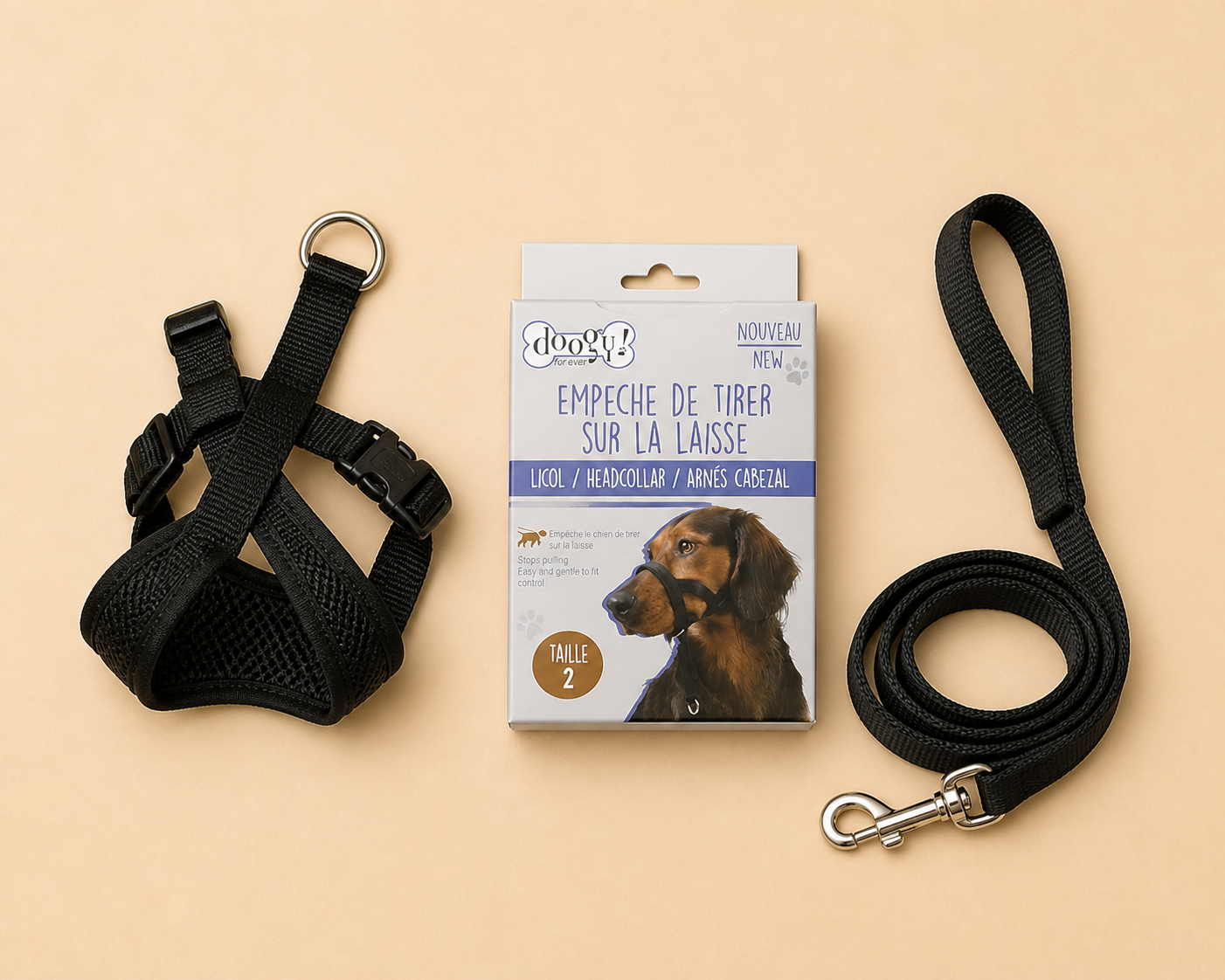 Licol anti-traction réglable pour chien