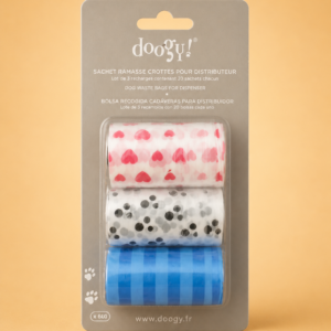 Rouleaux sacs à crottes Doogy x3 pour chien