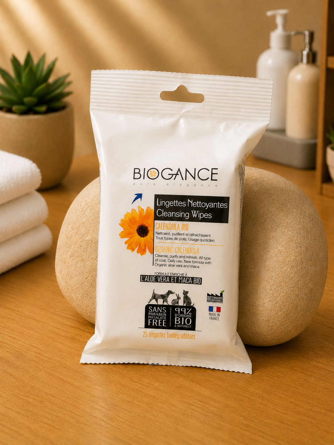 Lingettes Nettoyantes Biogance au Calendula Bio – 25 Lingettes Biodégradables