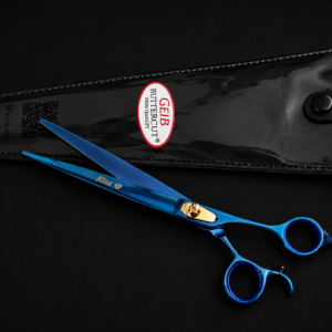 Ciseaux droits Geib Kiss 2E95 Titanium Blue 9,5 pouces avec étui d'origine pour toilettage canin professionnel
