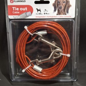 Câble d’attache Flamingo rouge 5 m pour chien jusqu’à 15 kg