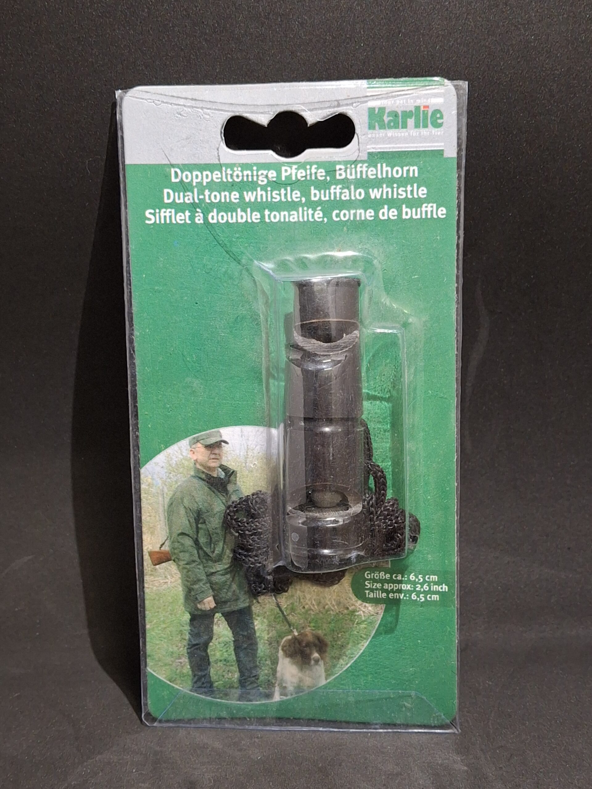 Sifflet à double tonalité Karlie en corne de buffle – 6,5 cm